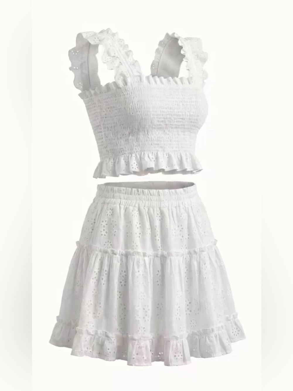 HILL HOUSE SET SKIRT AND TOP  White Eyelet Ruffle Sundress